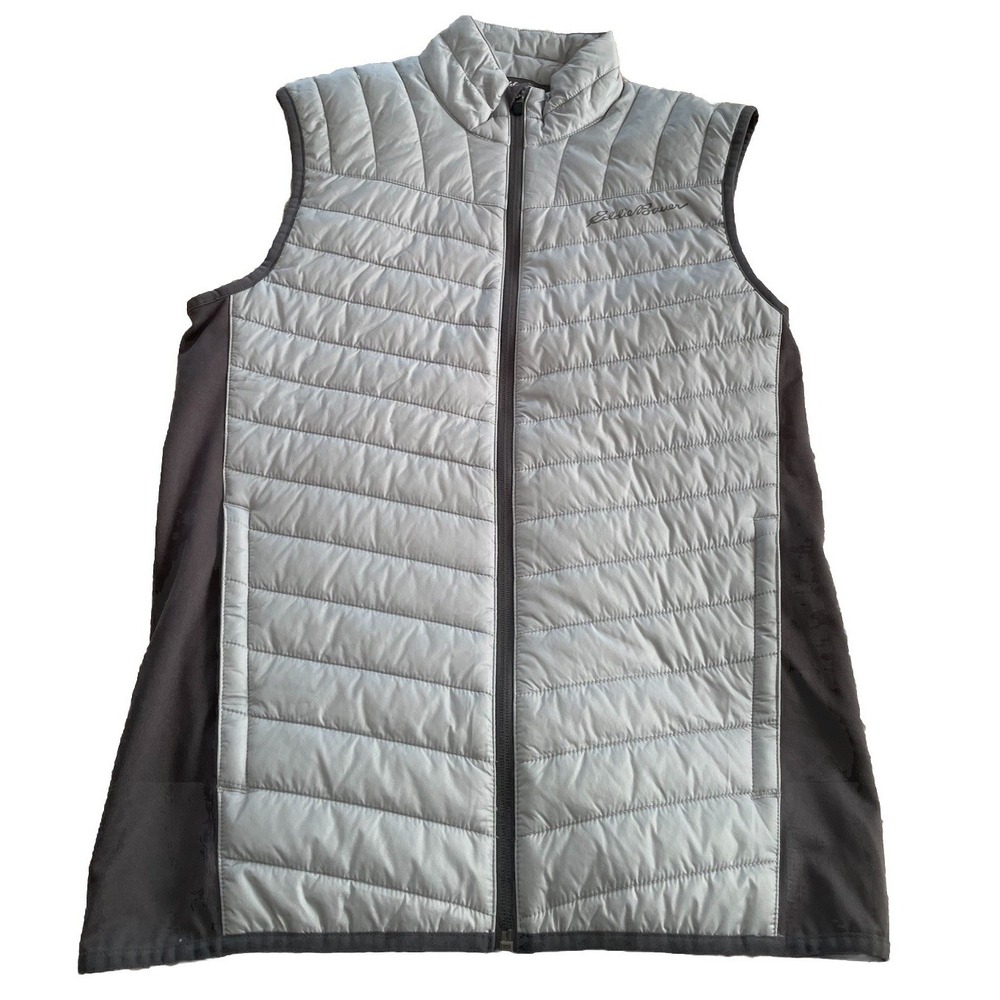 Eddie Bauer Vest Mens Small Gray FreeHeat Primaloft Quilted Fleece Lined Outdoor